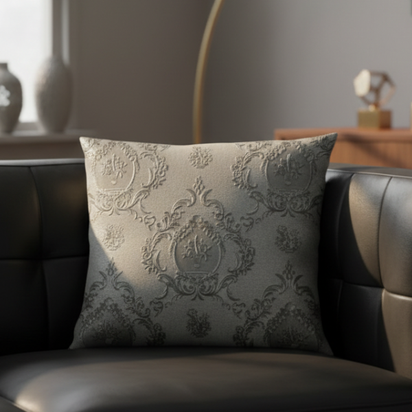 Embossed Leather - Silver Cushion Cover Trendy Home
