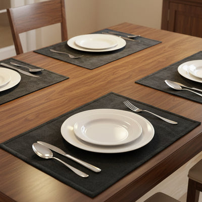Malai Velvet - Black Table Mat Trendy Home