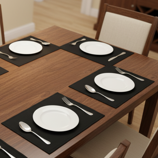 Leather - Black Table Mat Trendy Home