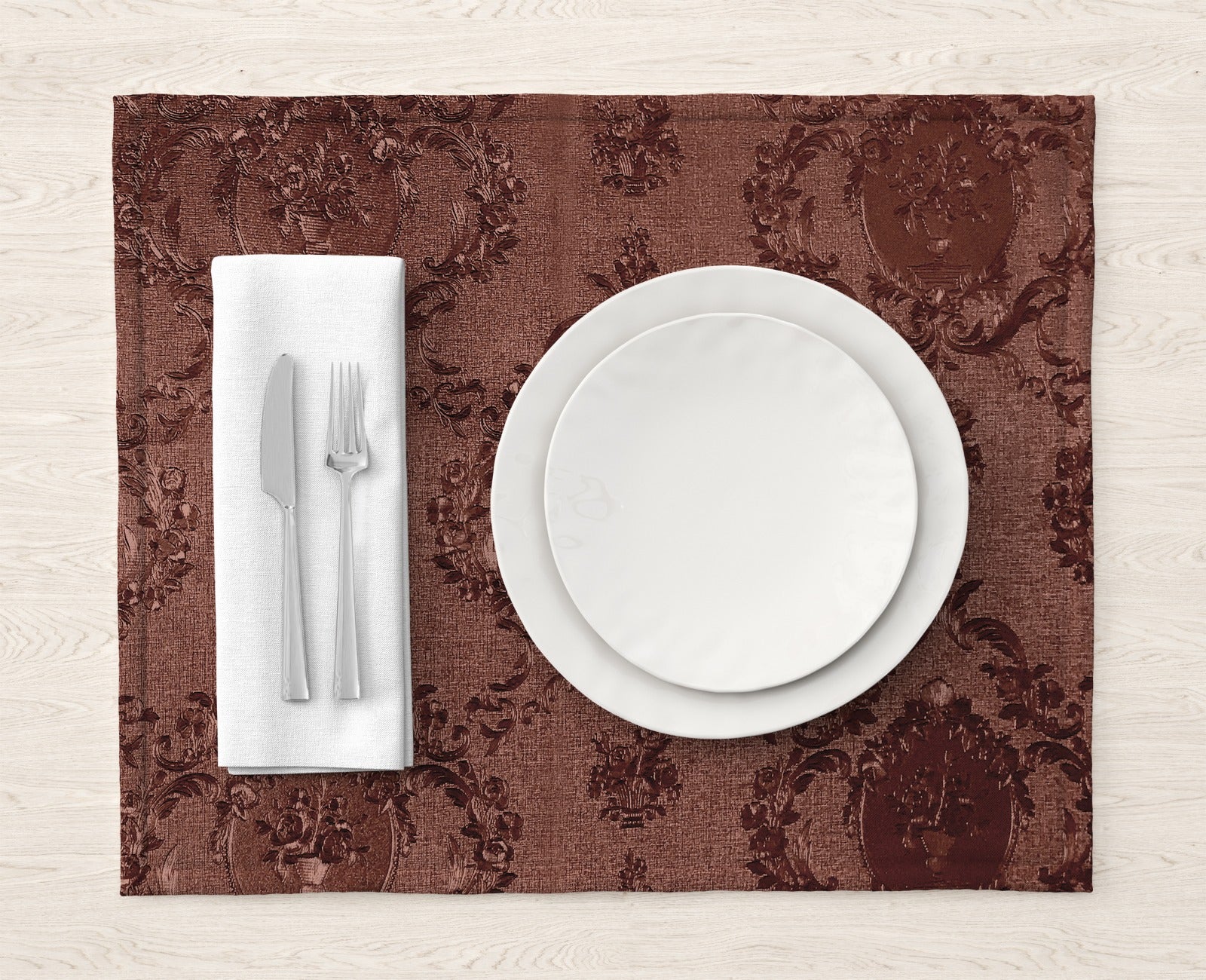 Embossed Leather - Burnt Umber Table Mat Trendy Home