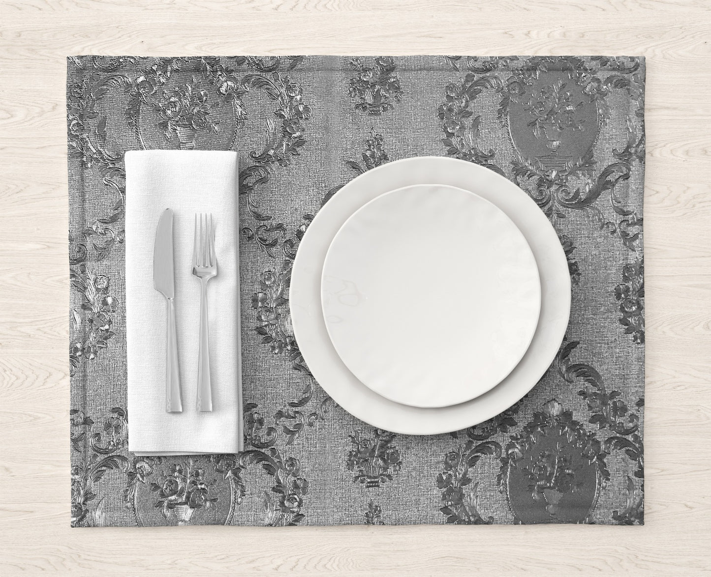 Embossed Leather - Silver Table Mat Trendy Home