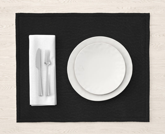 Leather - Black Table Mat Trendy Home