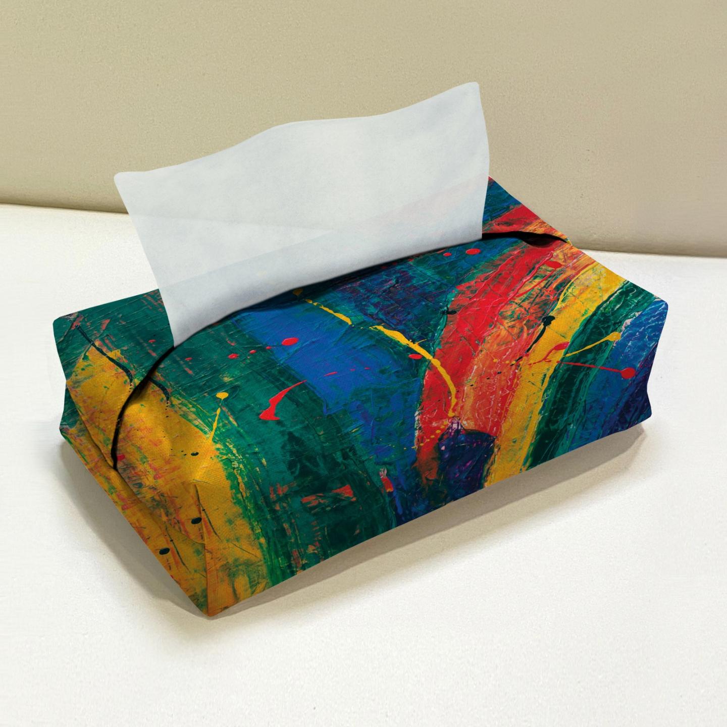 Rainbow Paint Stroke Tissue Box Trendy Home