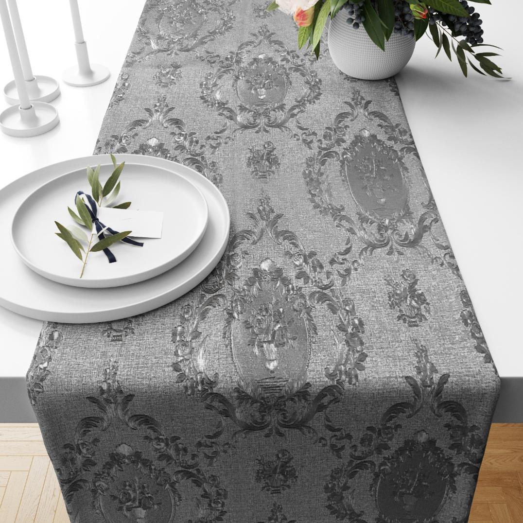 Embosed Leather - Silver Table Runner Trendy Home