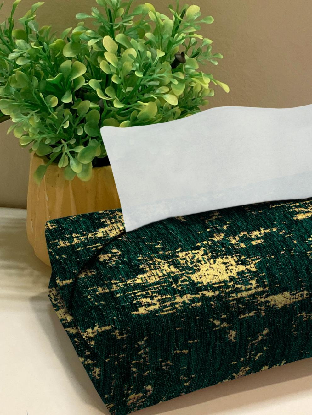 Shanghai Velvet - Emerald Tissue Box Trendy Home