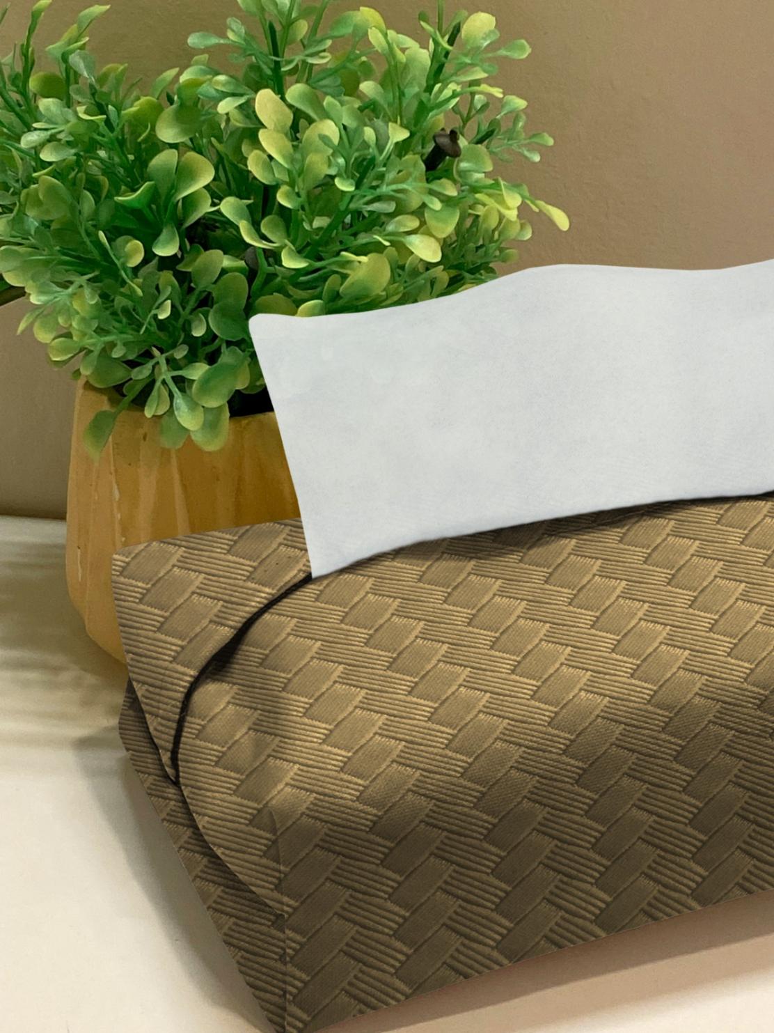 Patterned Leather - Bronze Beige Tissue Box Trendy Home