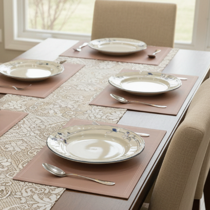 Premium Leather - Peach Table Mat Trendy Home