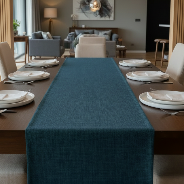 Fine Jute - Dark Turquoise Table Runner Trendy Home