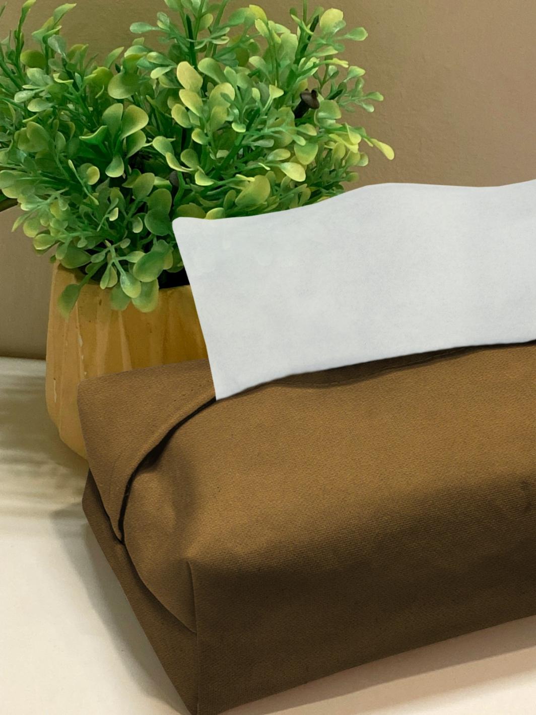 Leather - Peanut Brown Tissue Box Trendy Home