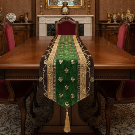 Hand Sequin - Brown Spinach Table Runner Trendy Home