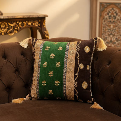 Hand Sequin - Brown Spinach Cushion Cover Trendy Home