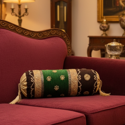 Hand Sequin - Brown Spinach Sofa Round PIllow (pair) Trendy Home