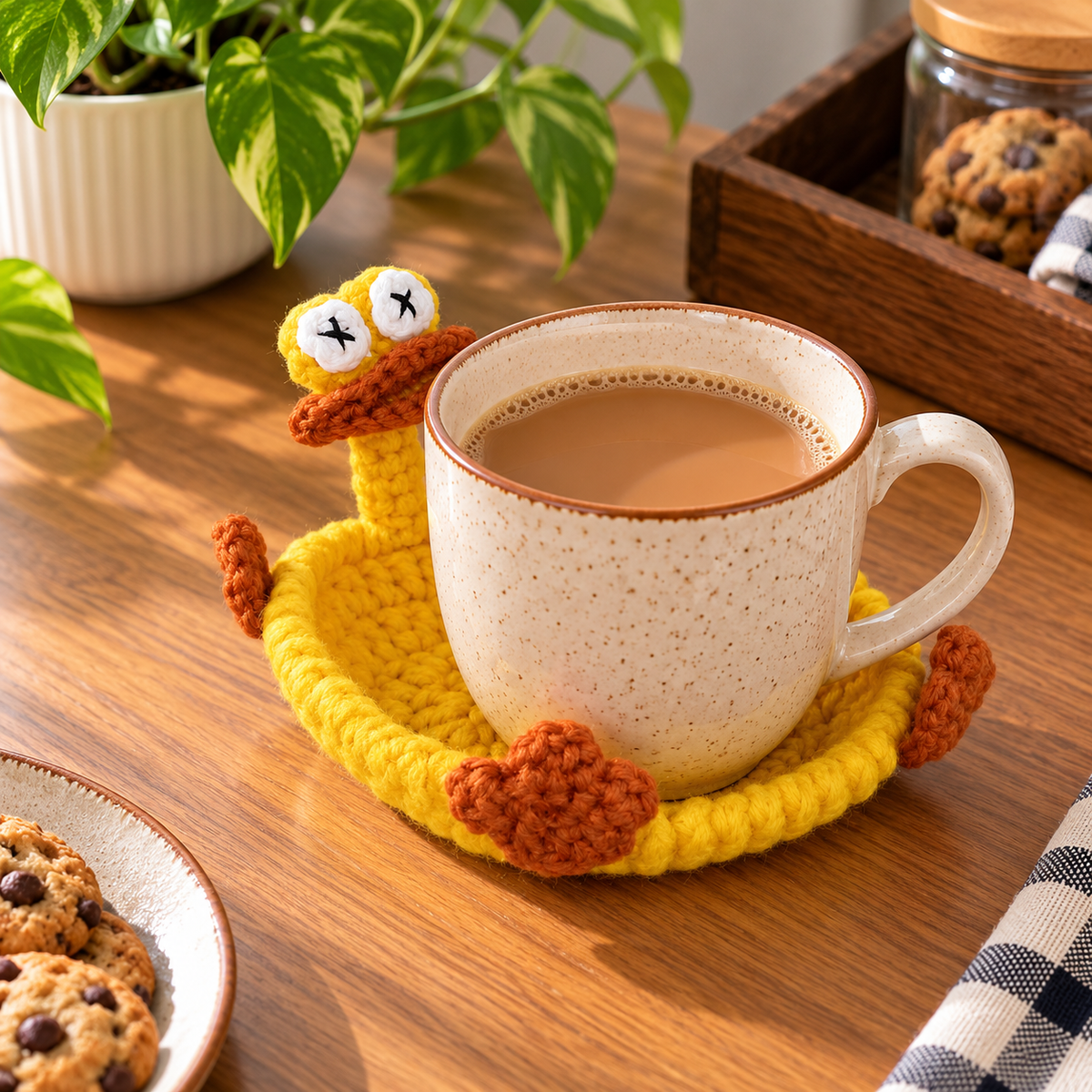 Handmade - Crochet Yellow Duck Coaster Trendy Home