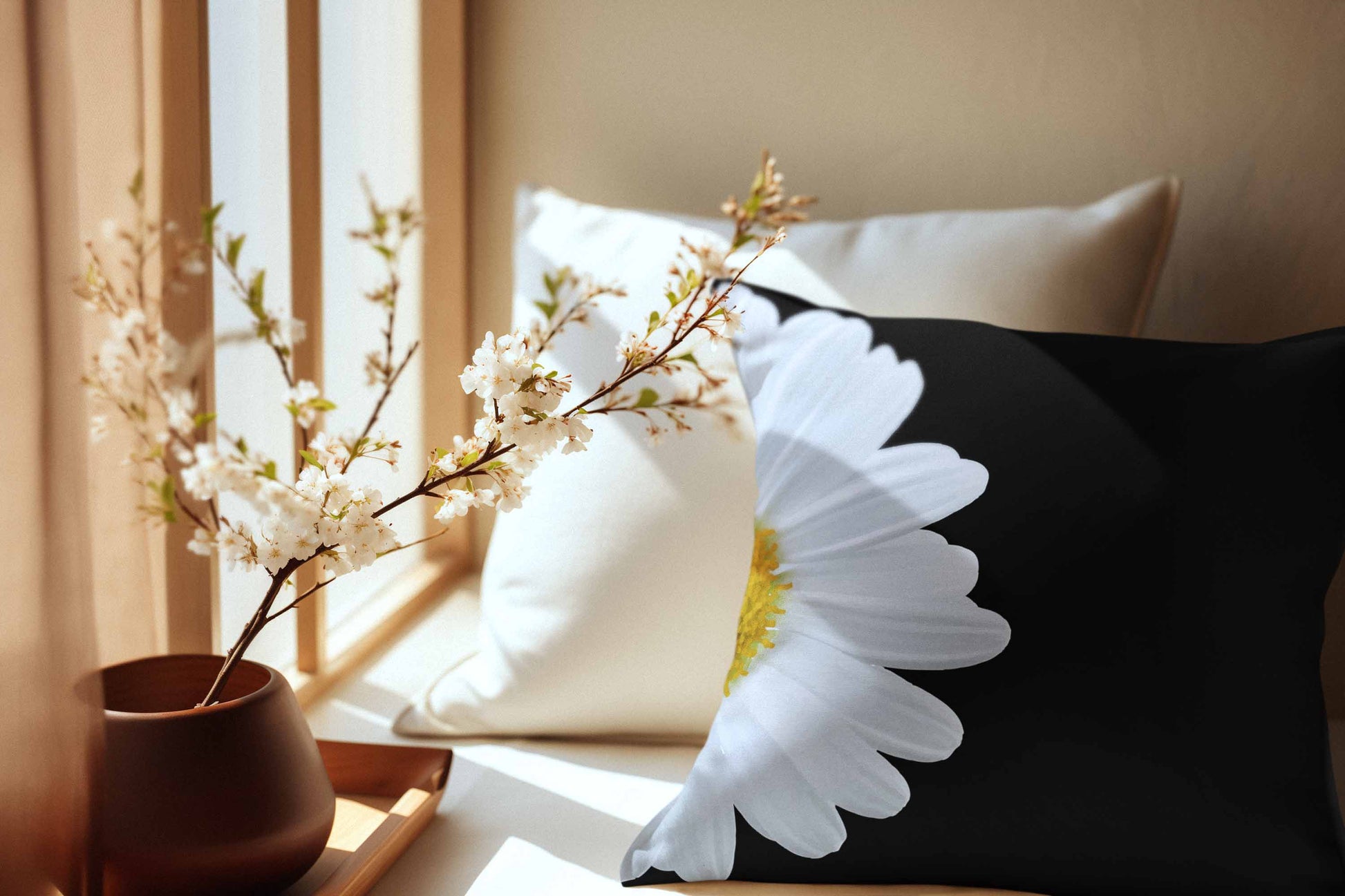 White Flower Cushion Cover Clearance Sale 2024