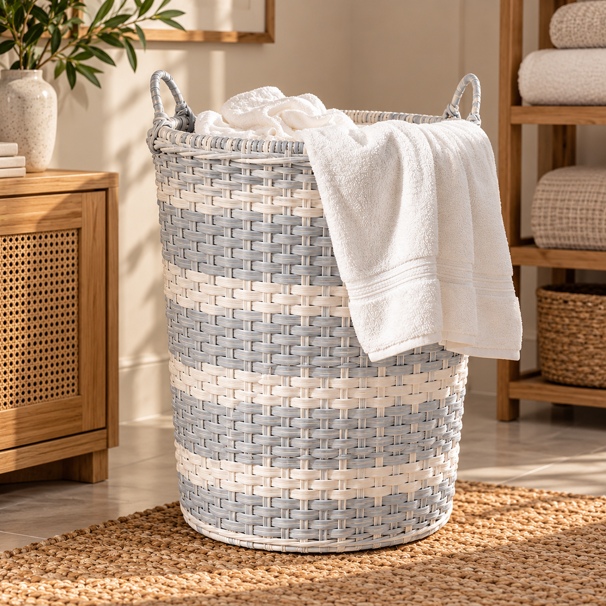 Handmade - Rattan Dove Wicker Laundry Basket Trendy Home