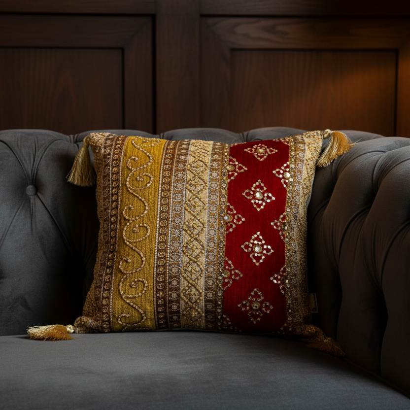 Hand Sequin - Queen Red Cushion Cover Trendy Home