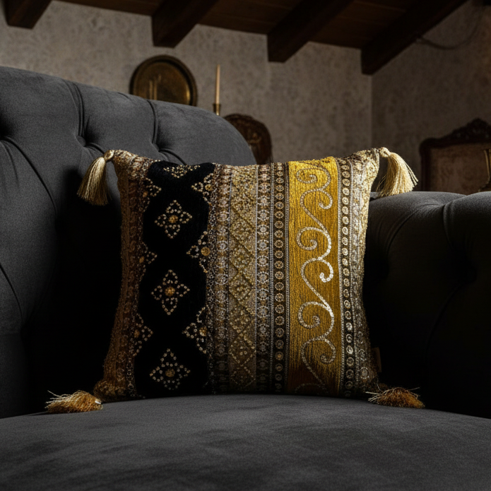 Hand Sequin - Queen Black Cushion Cover Trendy Home