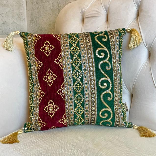 Queen Red Green Cushion Cover Trendy Home