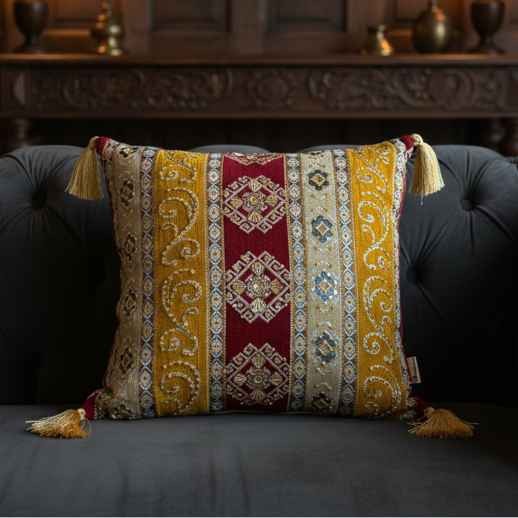 Hand Sequin - Maroon Cushion Cover Trendy Home