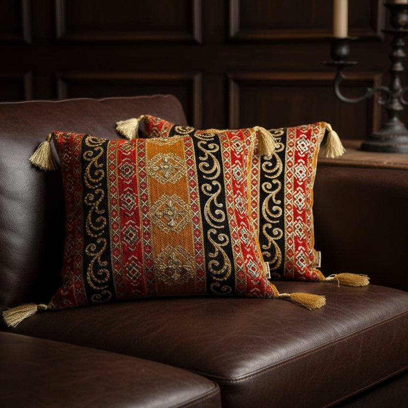 Hand Sequin - Mustard Cushion Cover Trendy Home