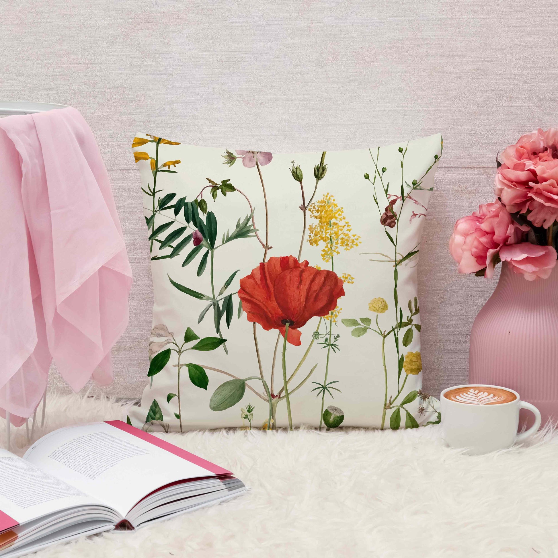 White Rosey Cushion Cover trendyhome-pk