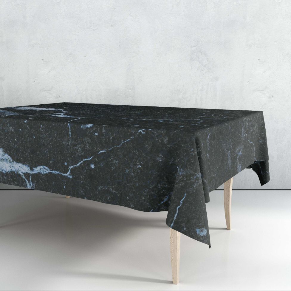 Black Hematite Marble-Stone Tablecloth Trendy Home