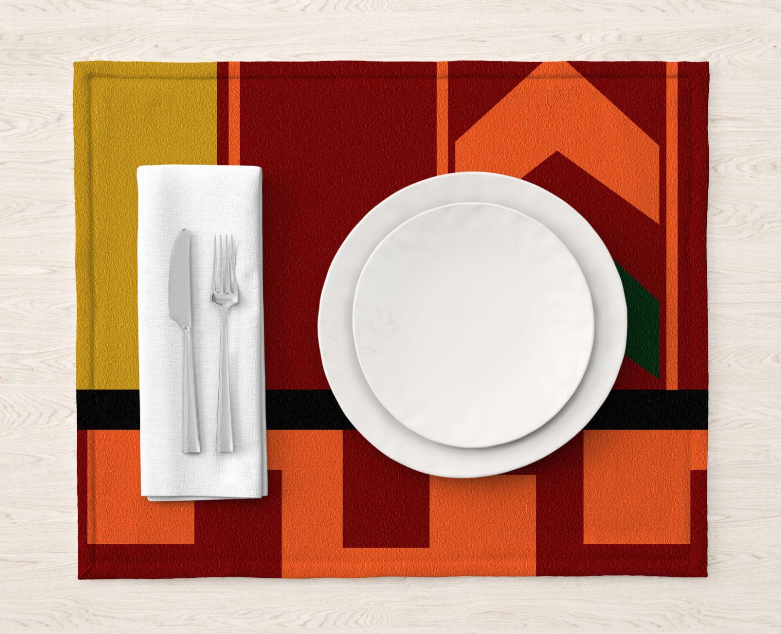 Gretchen Street Table Mat Theme Orange Stripes trendyhome-pk