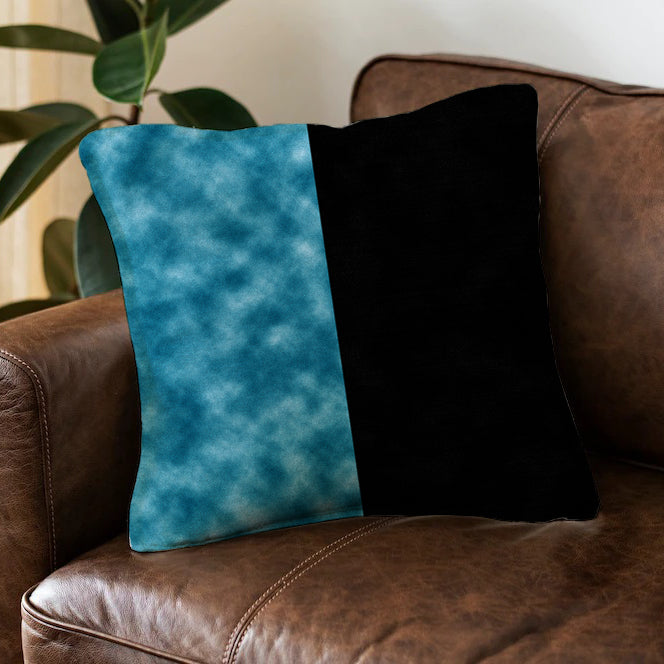 Aqua x Black Cushion Cover Half Cut trendy home