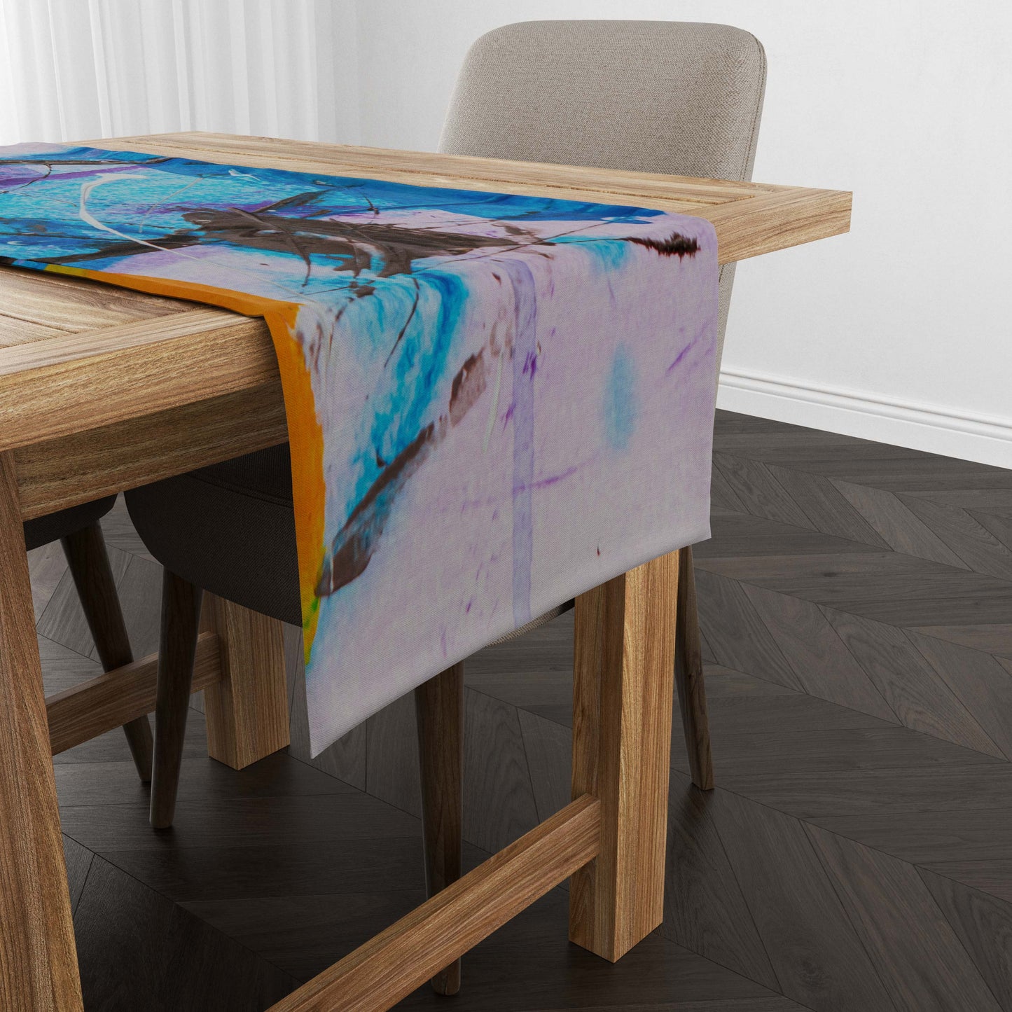 Aqua Art Table Runner trendy home