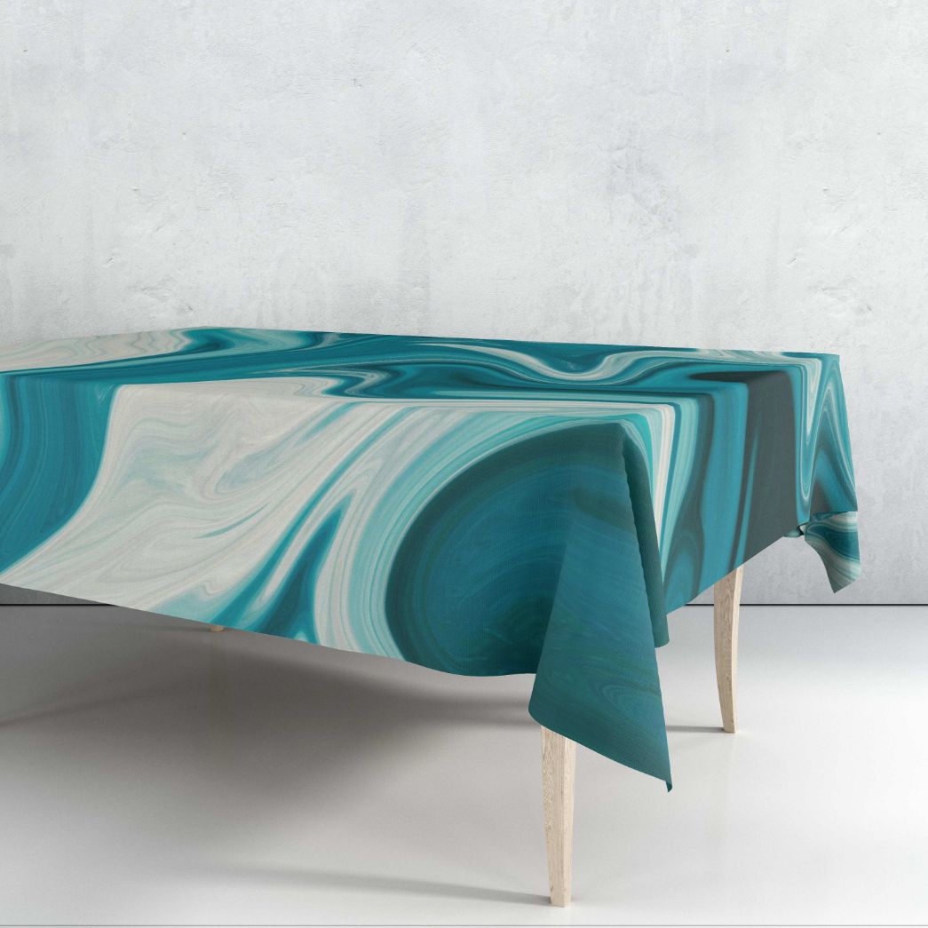 Blue Dumortierite Marble-Stone Tablecloth Trendy Home