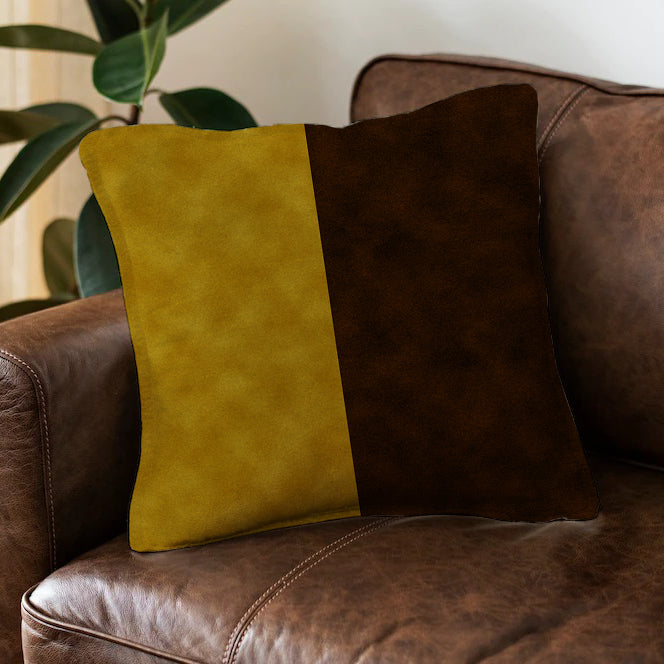 Dark Golden and Brown Cushion Cover Half trendy home