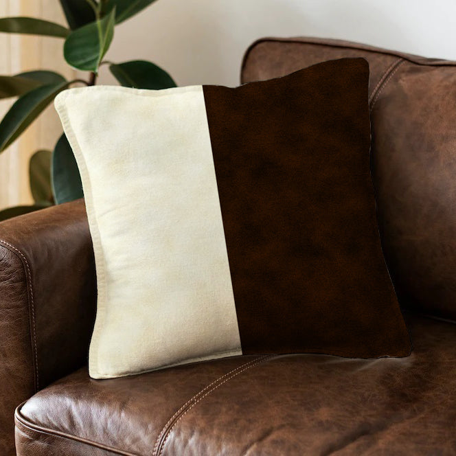 Brown x White Cushion Cover Half Cut trendy home