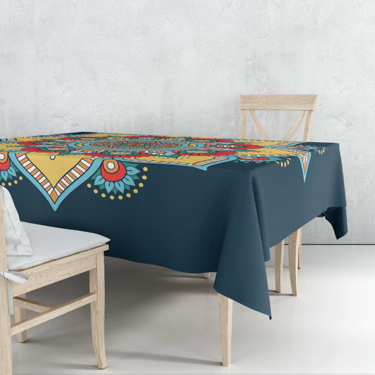 Rujhan Blue Crux Tablecloth trendy home