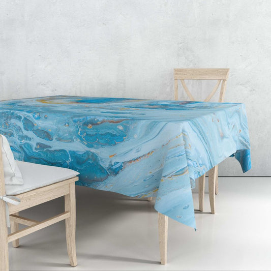 Blue Opal Marble-Stone Tablecloth Trendy Home