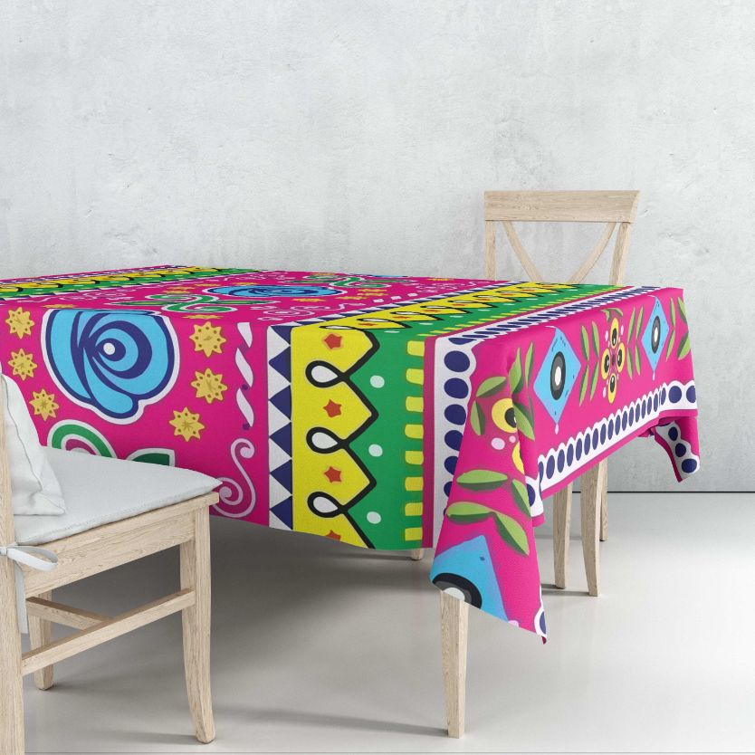 Rujhan Pink Crest Tablecloth trendy home