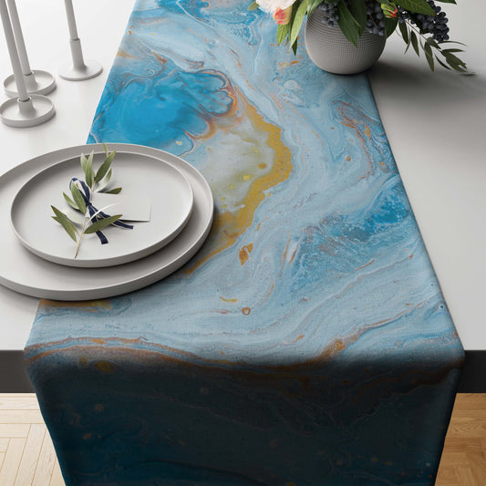 Blue Opal Marble-Stone Table Runner Trendy Home