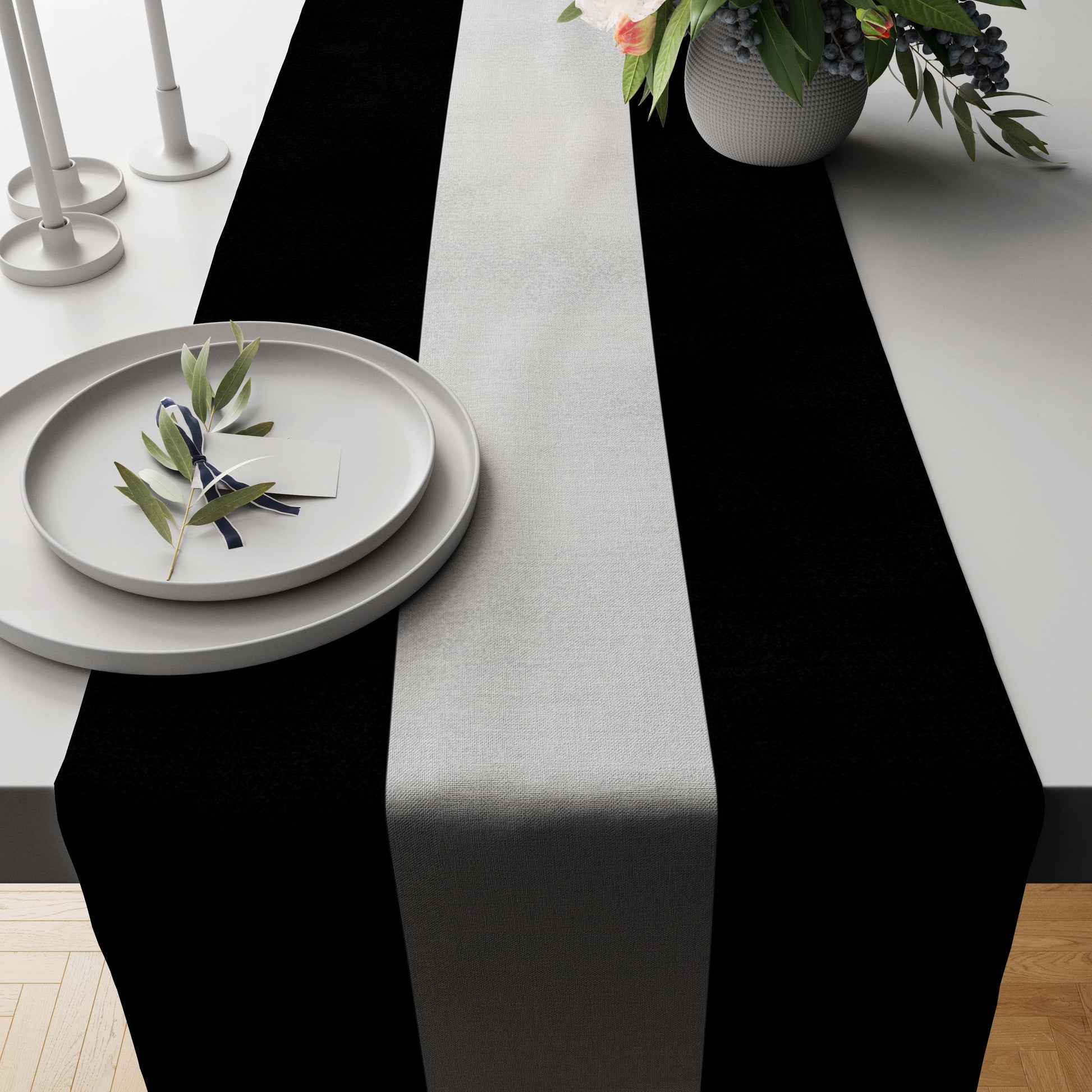 White x Black Table Runner trendy home