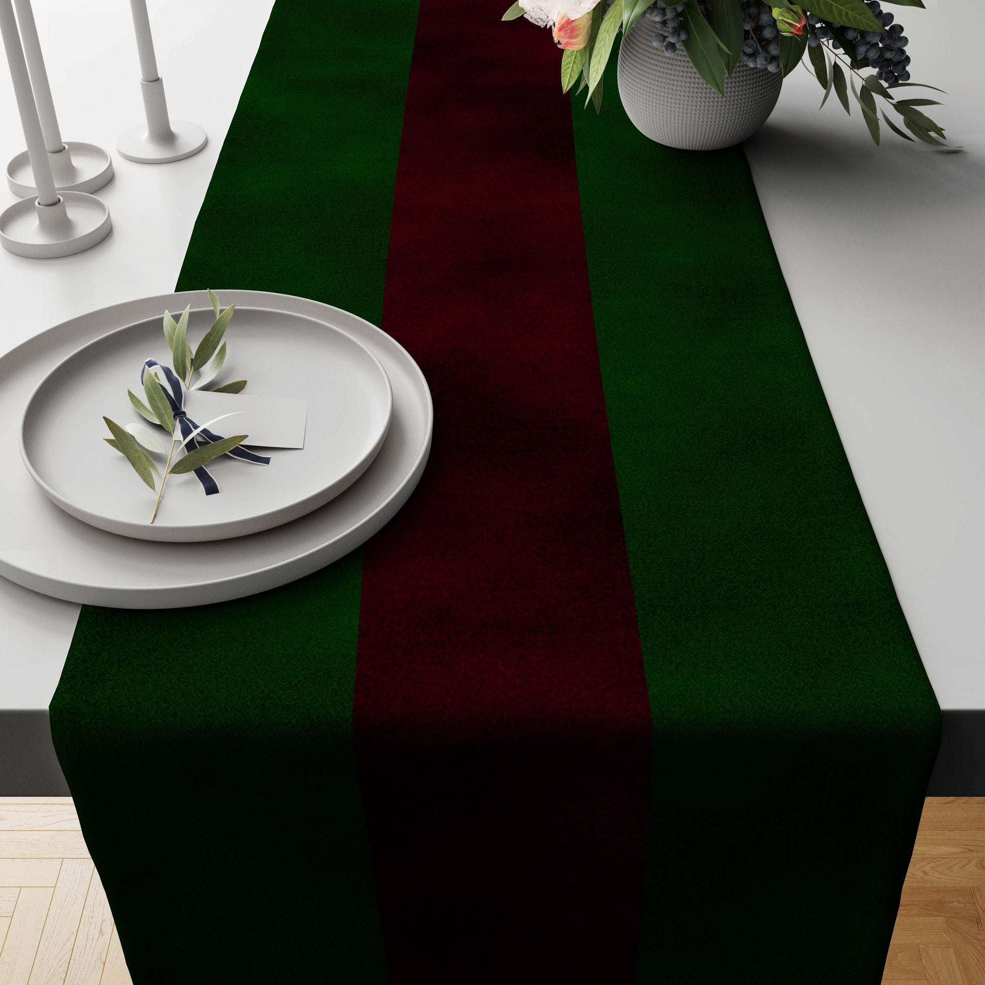 Green x Red Table Runner trendy home