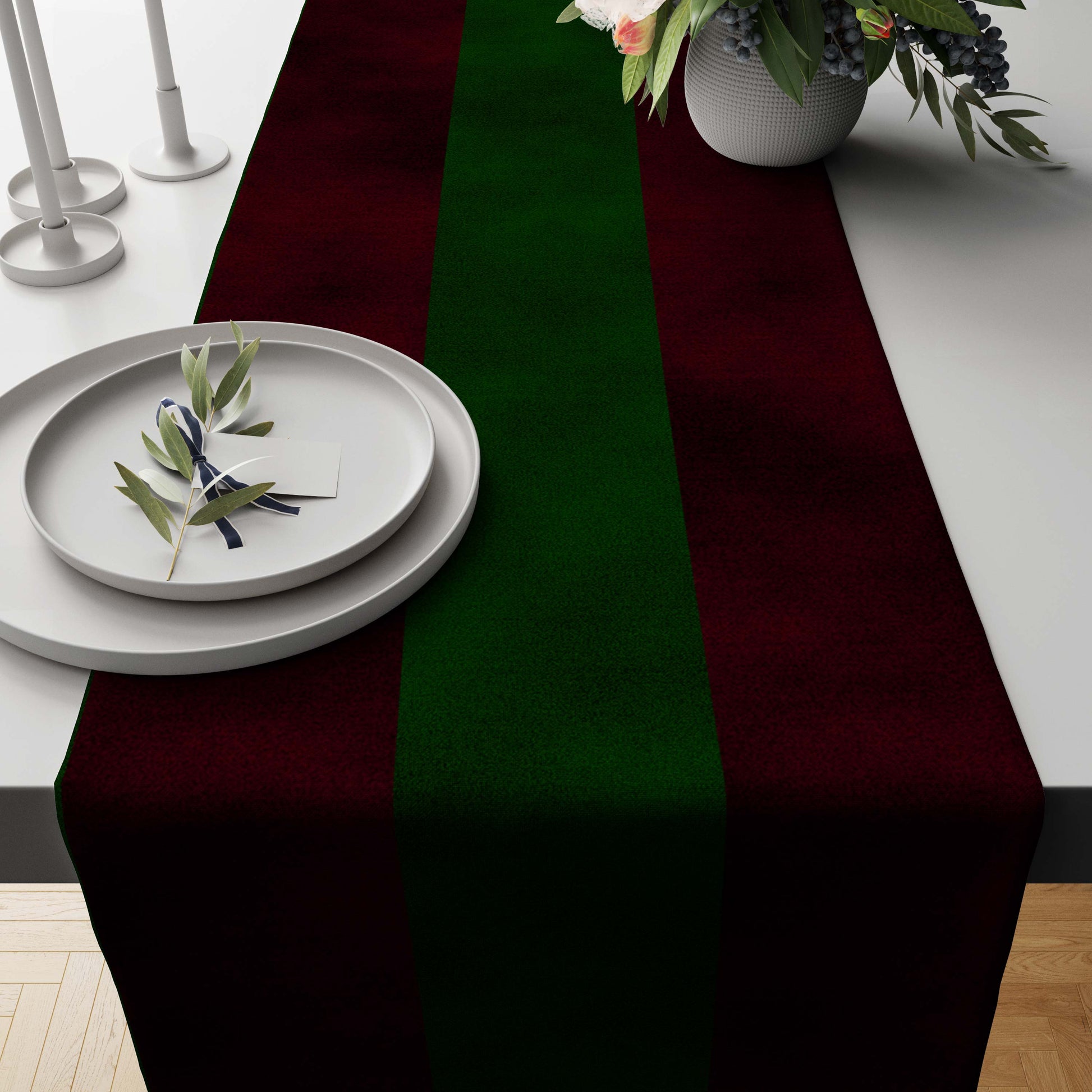 Green x Red Table Runner trendy home