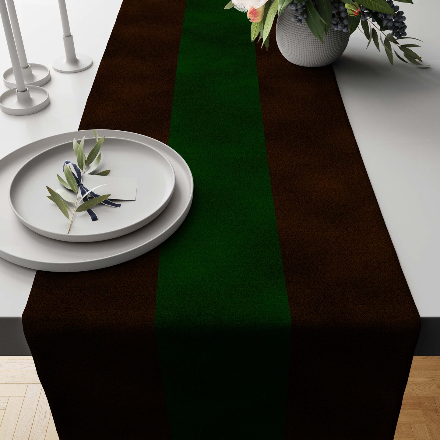 Brown x Green Table Runner trendy home