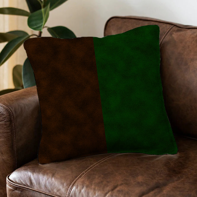 Brown x Green Cushion Cover Half Cut Trendy Home