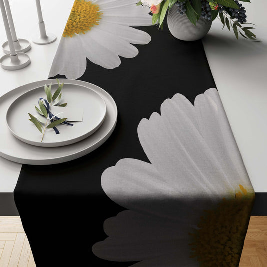 White Flower Table Runner Trendy Home