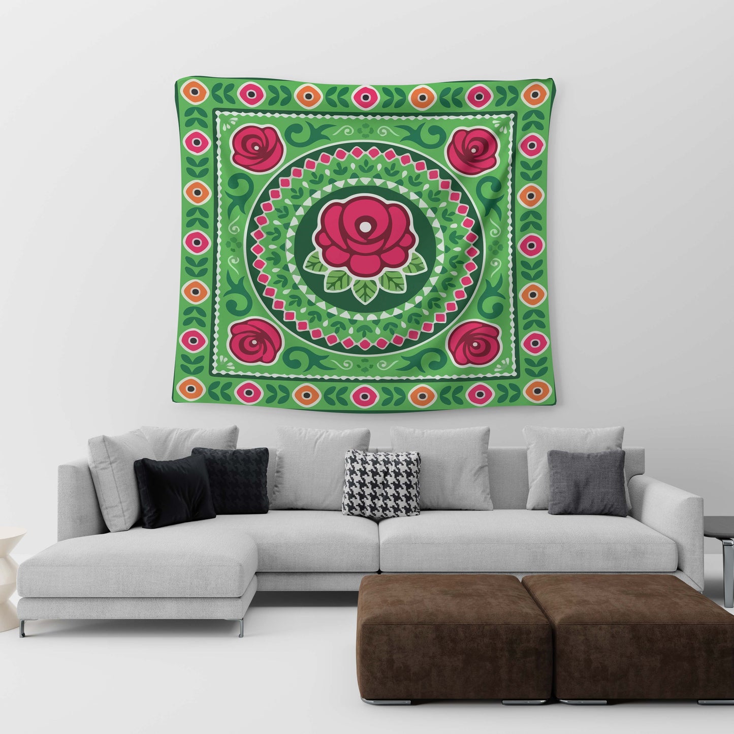Rujhan Green Rose Tapestry Trendy Home