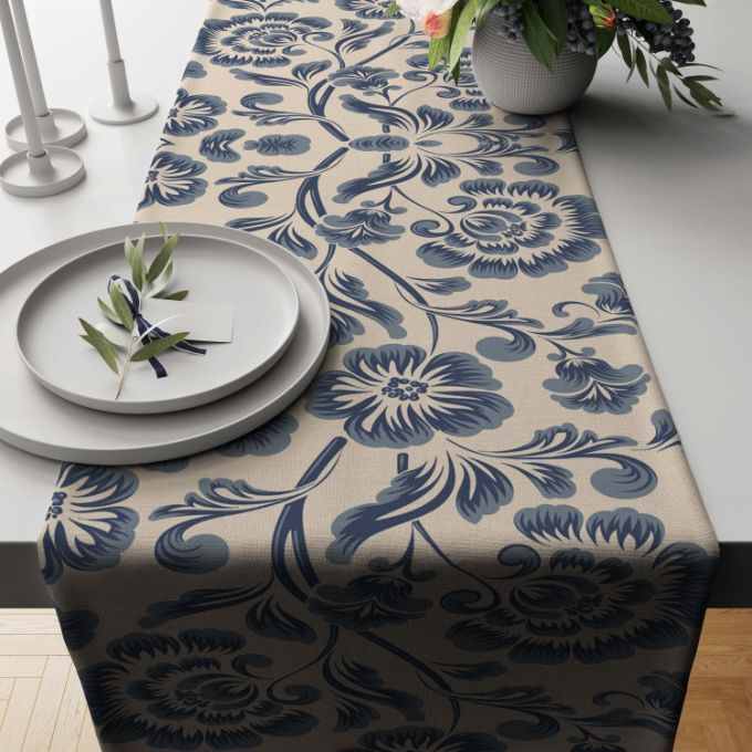 Blue Victoria Table Runner Trendy Home