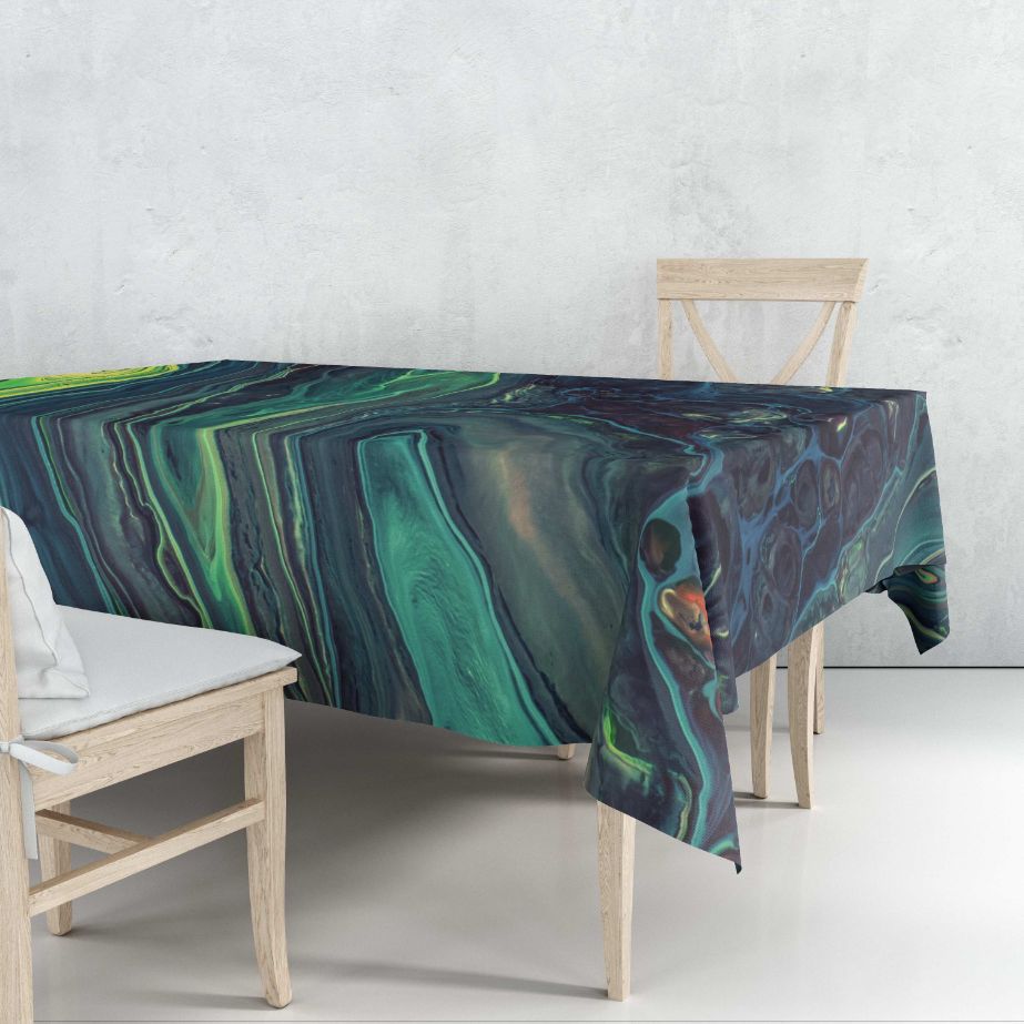 Green Emerald Marble-Stone Tablecloth trendy home