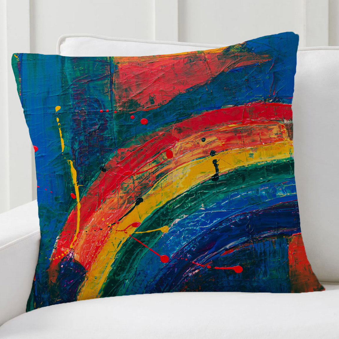Rainbow Paint Stroke Cushion Cover Trendy Home