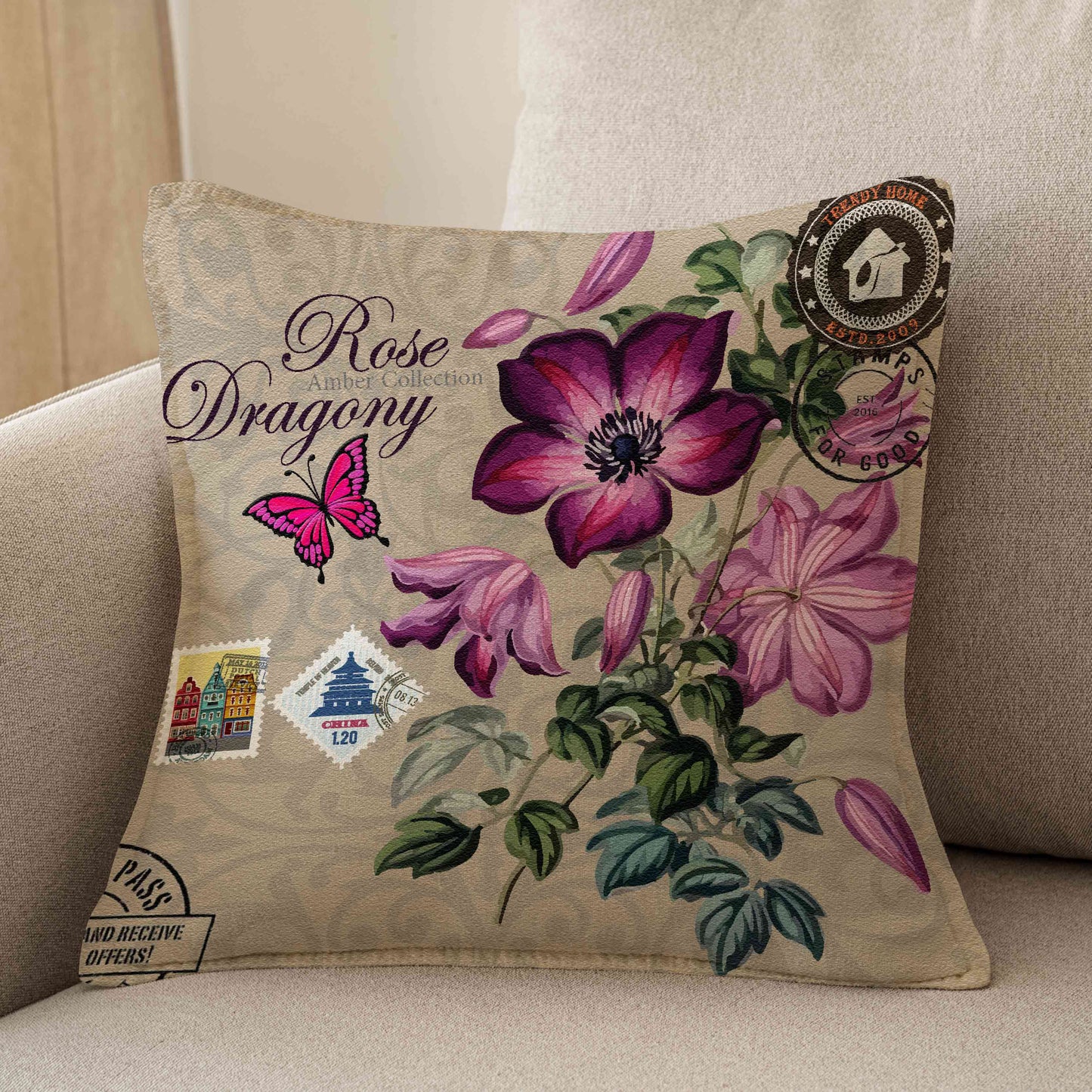 Rose Dragon Cushion Cover trendyhome-pk