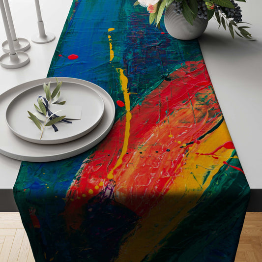 Rainbow Paint Stroke Table Runner Trendy Home