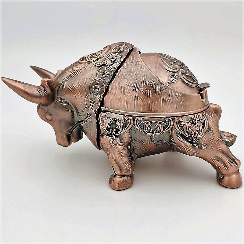 Red Copper Angry Bull Ashtray trendy home