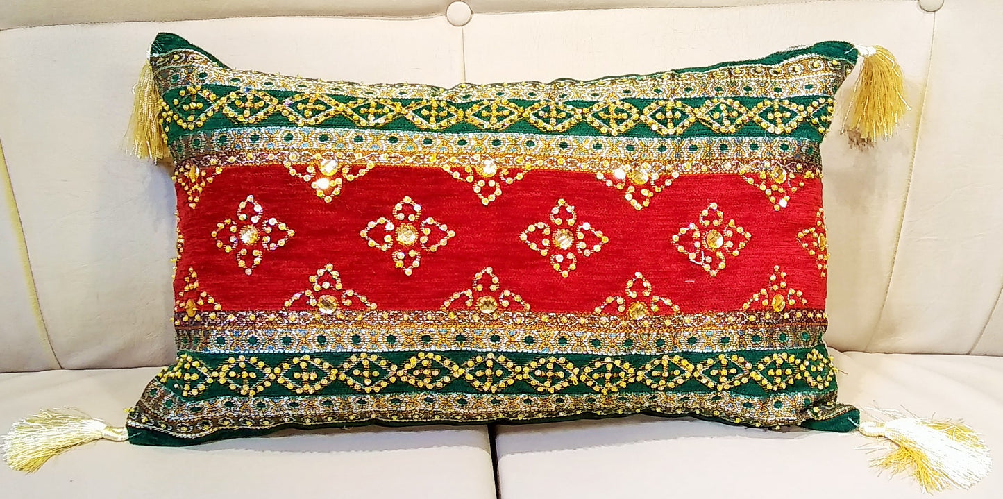 Queen Red Green Slim Cushion Cover Trendy Home